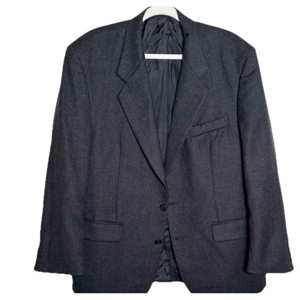 Alexandre London Blazer Mens Jacket 44R Dark Gray Herringbone Wool Sports Coat‎